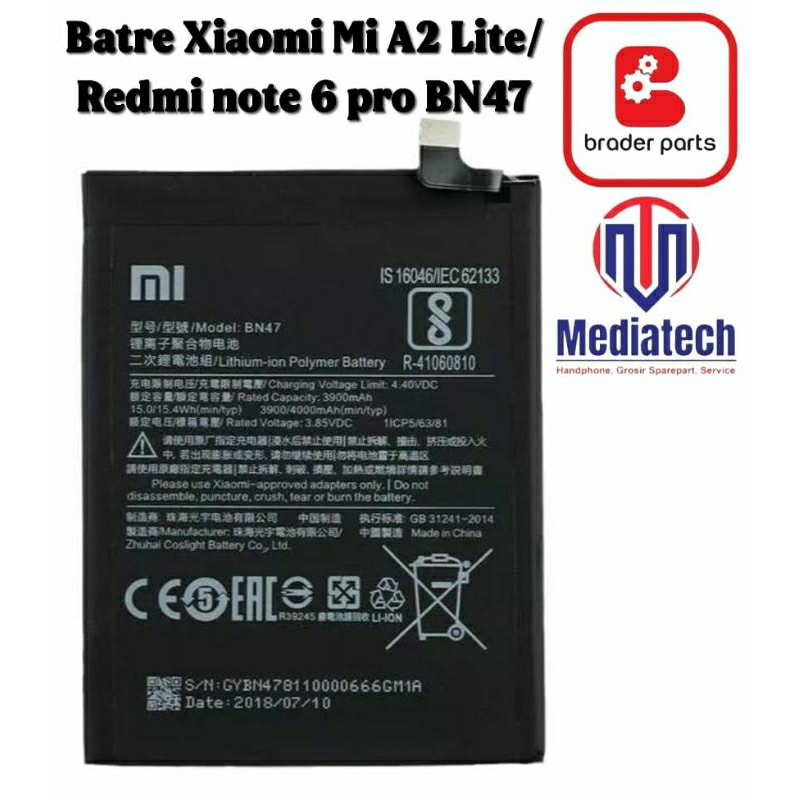BATRE BATREI BATERAI XIAOMI MI A2 LITE/XIAOMI REDMI 6 PRO (BN47)