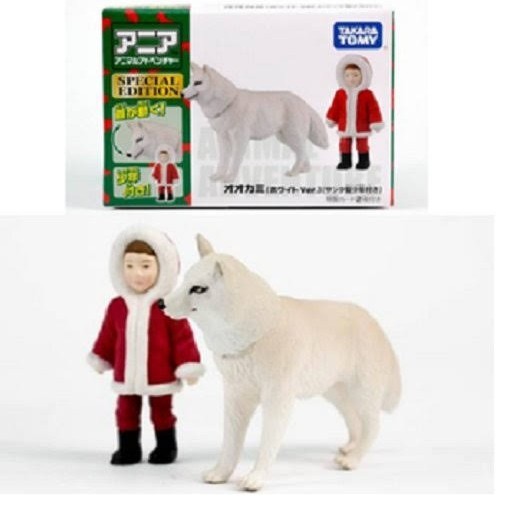 Miniatur Hewan Serigala Takara Tomy Tomica Ania AS-26 White Wolf Santa