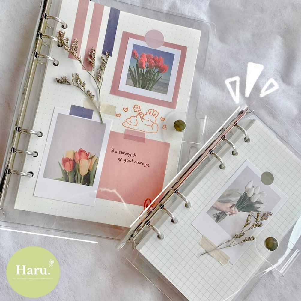 

ART Q77O HARU Cover Binder A5 Binder A6 Transparan Bening 6 Rings Aesthetic Isi Binder Refill