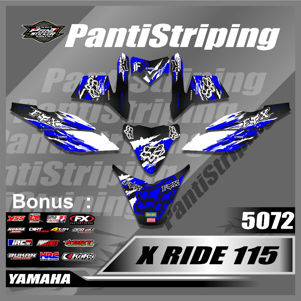 Sticker Decal Striping X-RIDE 115 Fullbody list- Sticker Motor decal x ride  Desain Motif FOX Terbar