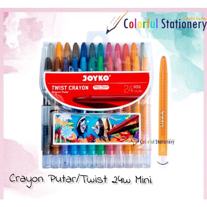 

ART H95E Crayon Putar Kerayon Putar Joyko 24 Warna Pendek TWCR24 MINI