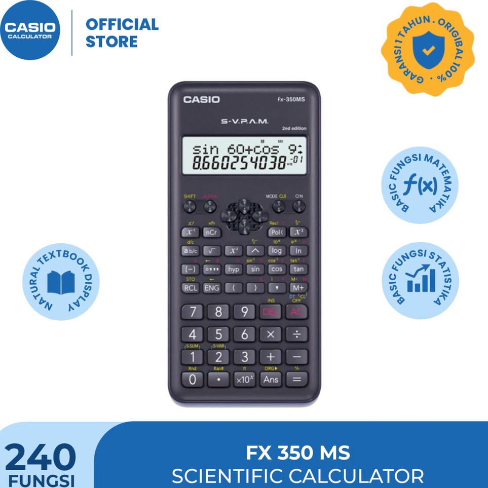 

ART Y85F CASIO KALKULATOR FX35MS 2nd Ed Kalkulator SekolahKuliah ScientificSaintifik 24 fungsi
