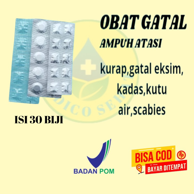 Obat tablet isi 30 biji khusus untuk gatal alergi scabies panu kutu air kadas kudis kurap dan psoria