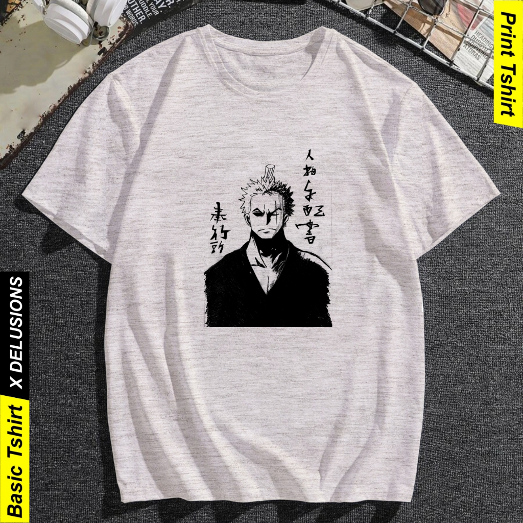 Kaos Pria Zoro One Piece Vintage Tee Baju Distro Anime Jepang Sablon Premium Oversize Unisex