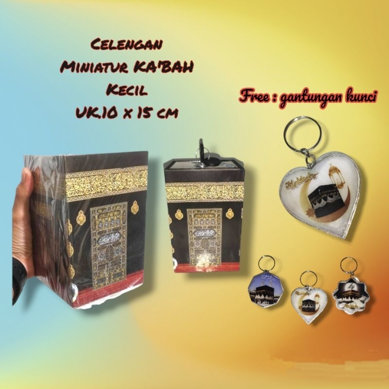 Celengan Ka'bah kunci jumbo 10 x 15 cm - Celengan kotak kabah Kunci gembok celengan dengan kunci gem