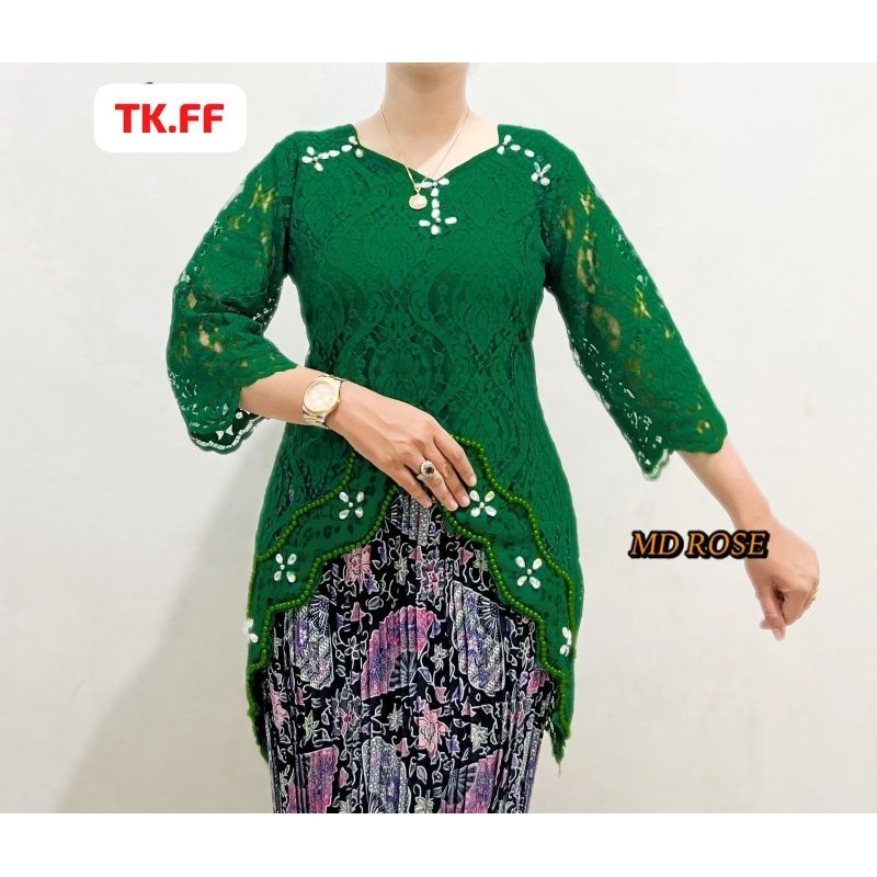 Blus Kebaya Semi Prancis Aplikasi Payet Batu Mutiara