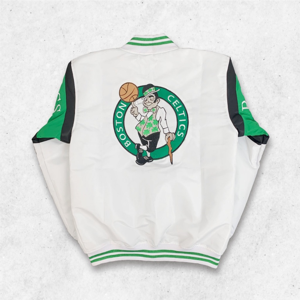 DISKON BOMBER JACKET CASUAL VINTAGE VARSITY BASKETBALL BOSTON CELTICS SERIES PREMIUM BORDIR - AKAR