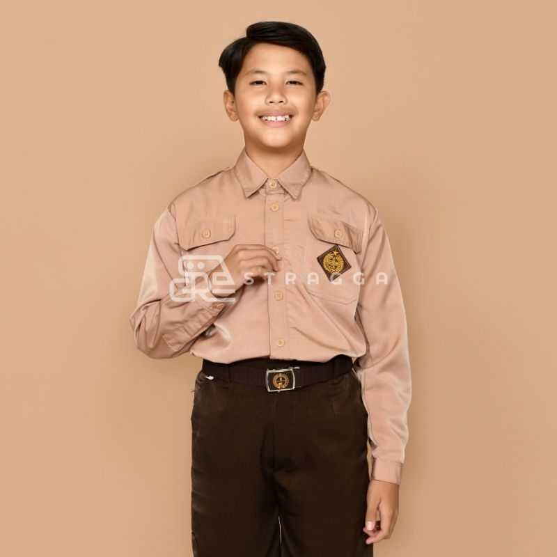Stragga Uniform Baju Seragam Sekolah Pramuka Lengan Panjang Kancing Sd Mi Smp Mts Sma Smk Man Untuk 