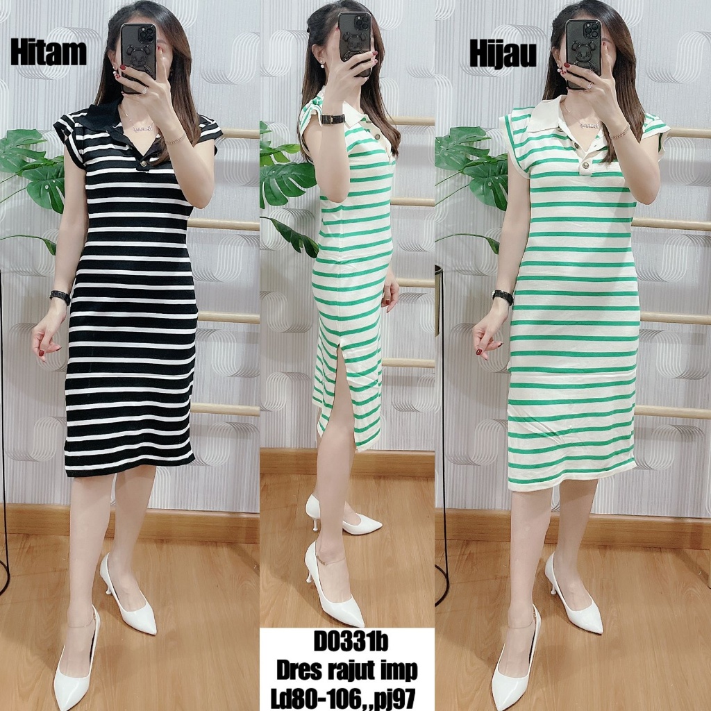 BANGKOK IMPORT Dress Rajut Wanita Model Panjang Kancing Depan IMPORT D0331