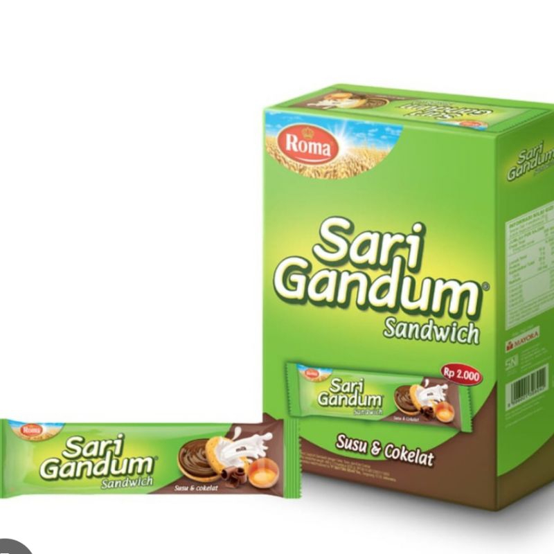 

Roma Sari gandum box 324g(12 bungkus @27g)