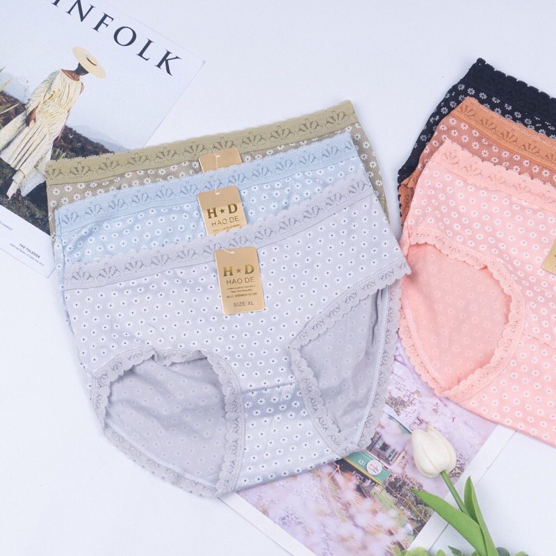 12Pcs CD Haode 3117 Celana Dalam Wanita Motif Katun Impor