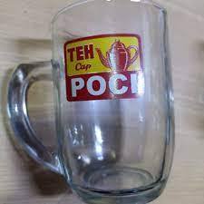 bjm01- gelas beling teh poci cangkir mug gagang tebal kaca ASLI 100%