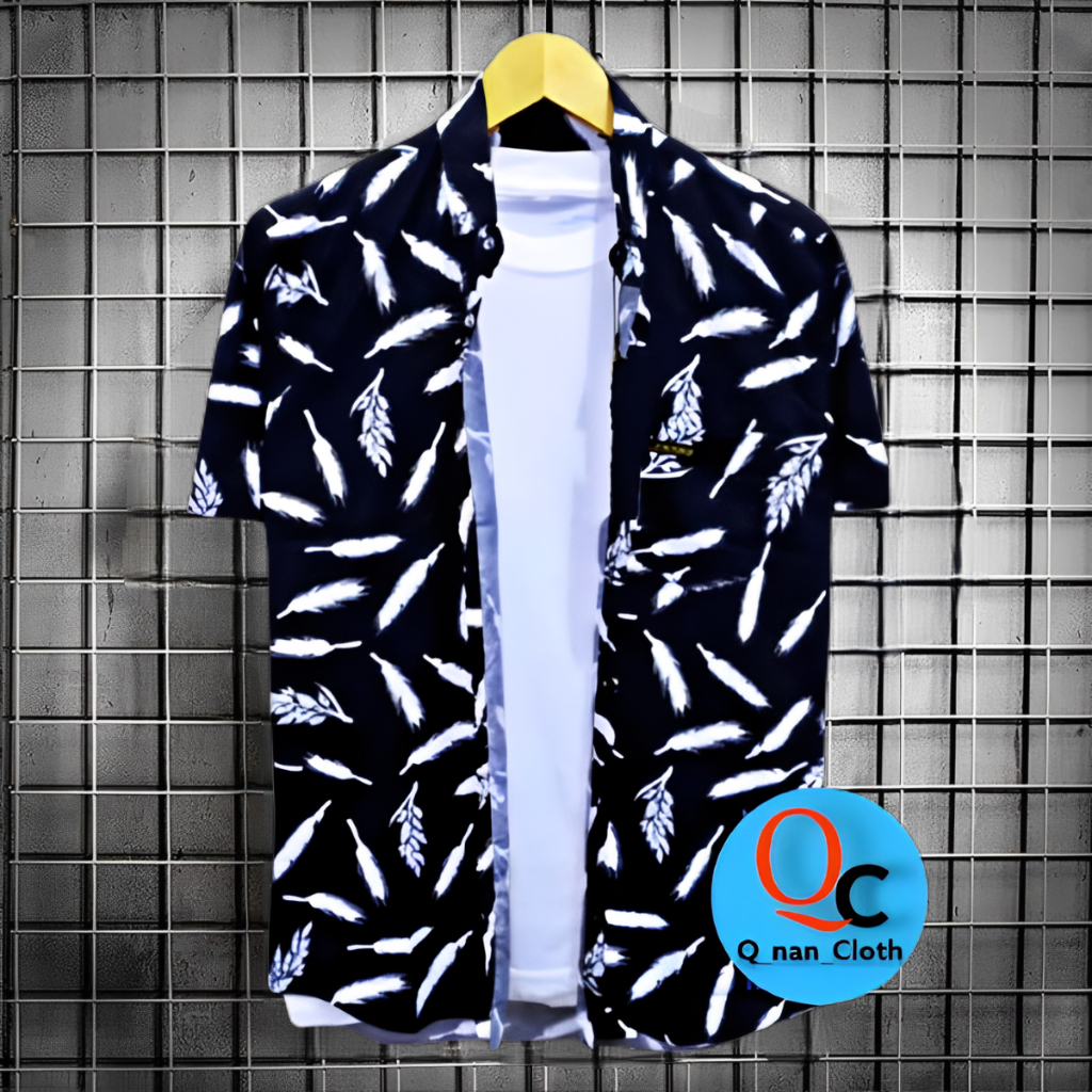 Kemeja Surfing Pria Motif Pantai Lengan Pendek Bahan Katun Printing Size M L XL