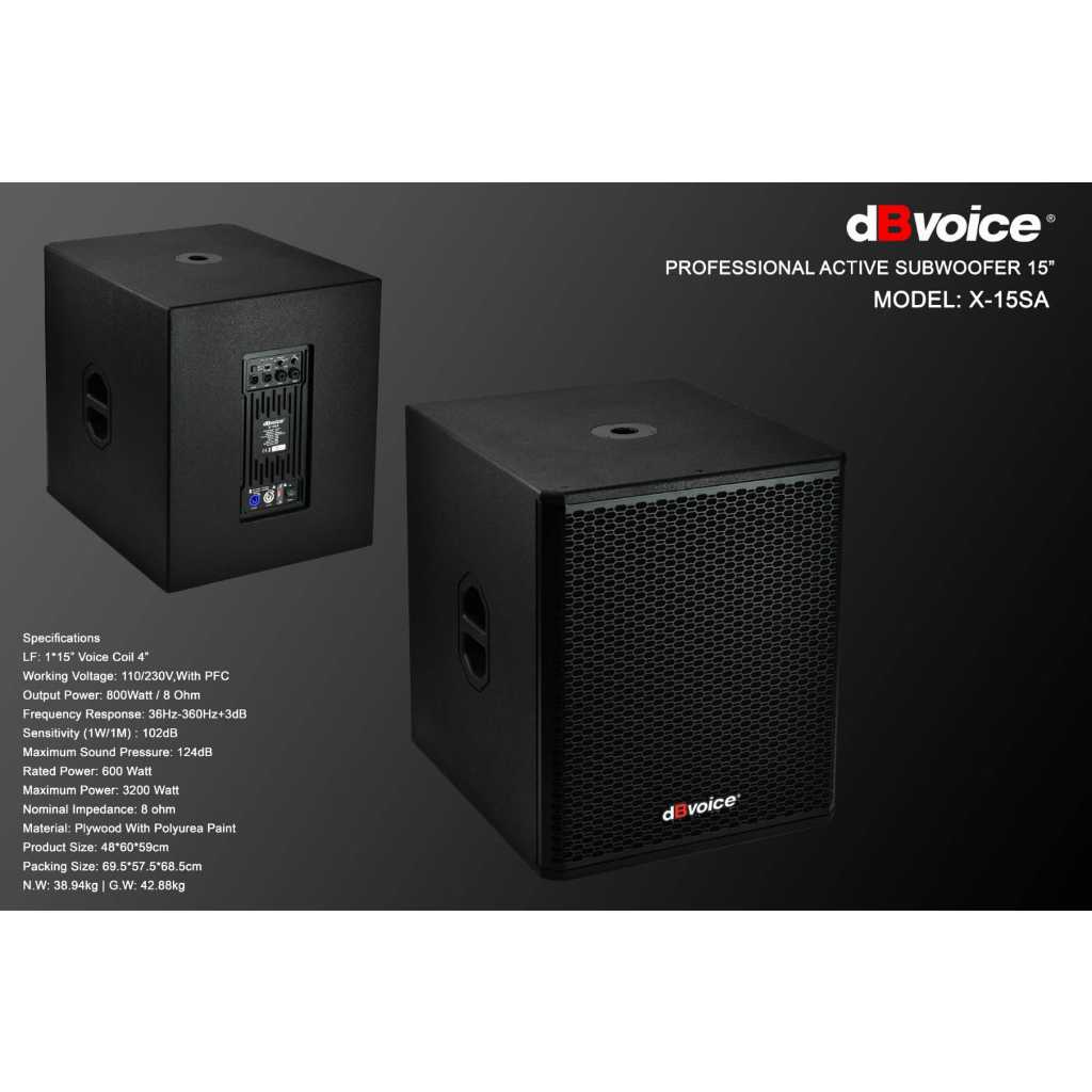 PROFESSIONAL ACTIVE SUBWOOFER 15inch dBvoice/X-15SA/Sub Aktif Murah