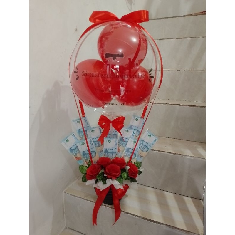 (READY STOCK/SIAP KIRIM)BUKET UANG / BUCKET BALON / BUKET BALON UANG / HADIAH ULANG TAHUN  / HADIAH 