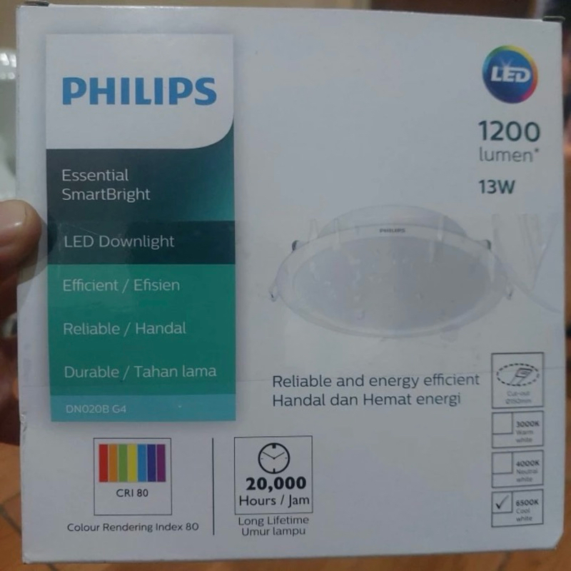 PHILIPS DOWNLIGHT LED 13 WATT 220-240V 6" (Baru)