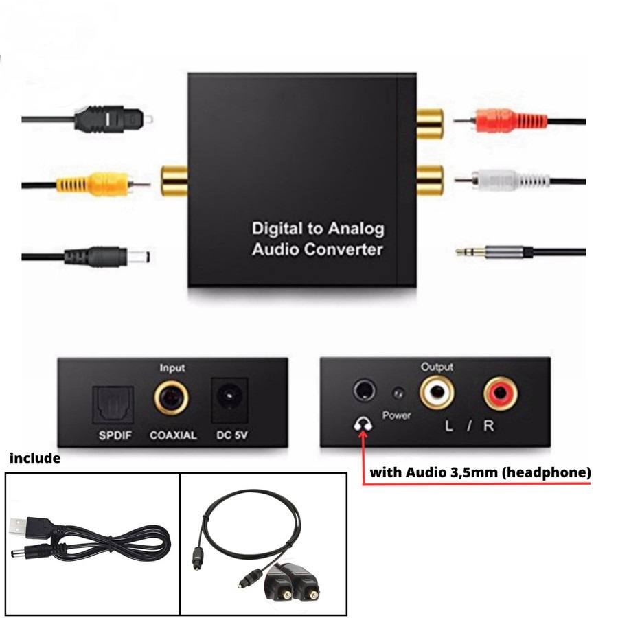 DIGITAL TO ANALOG AUDIO CONVERTER (smart TV LED) Optical Toslink coaxial ke RCA With AUDIO 3.5mm