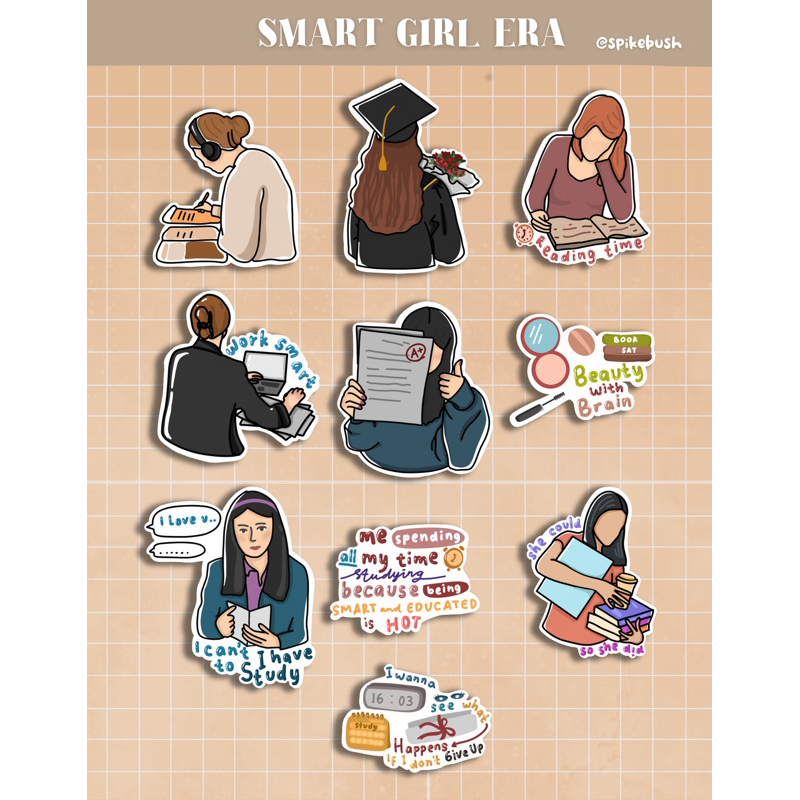 

Sticker Alpha Girl School Smart Glossy Murah (10pcs)