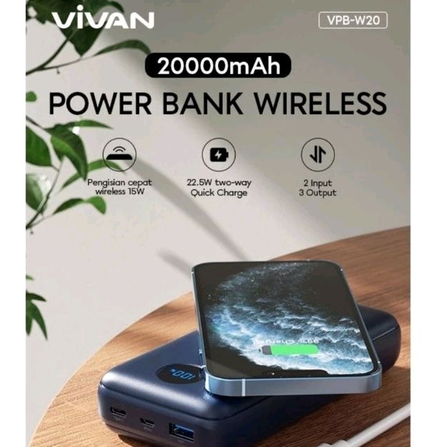 VIVAN VPB-W20 Power Bank Wireless 20000 mAh