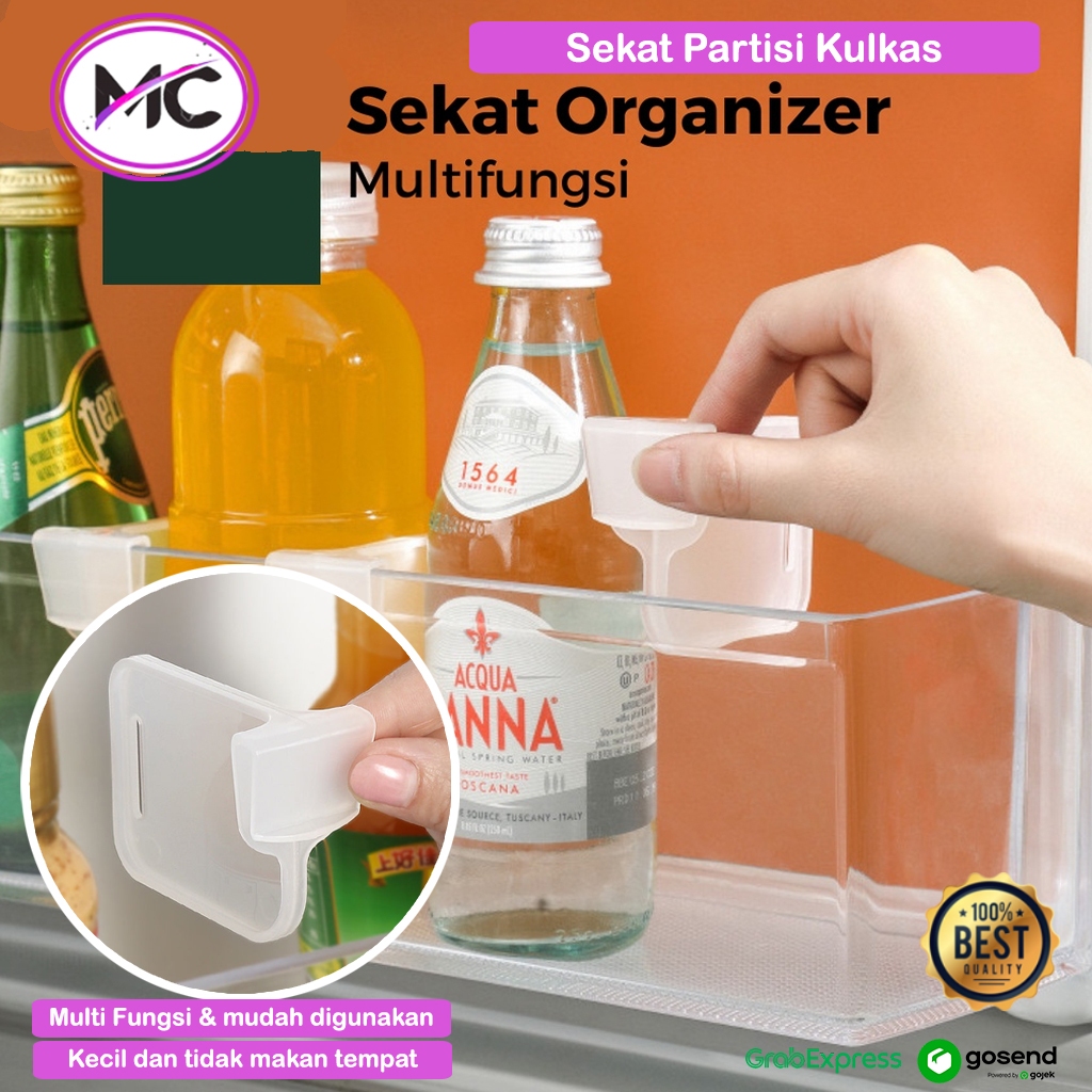 Sekat Pembatas Kulkas Organizer Pertisi Botol Air Minum Lemari Es Bahan Plastik Serbaguna