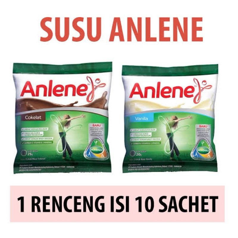 

Anlene Renceng Vanila/Coklat 20gr X 10 Sachet