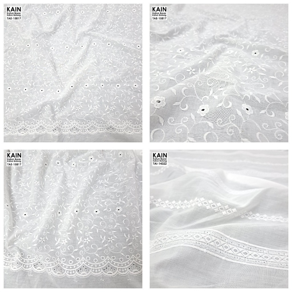 Kain Brukat / Kain Brokat - Kain katun Borer / Bolong Mix