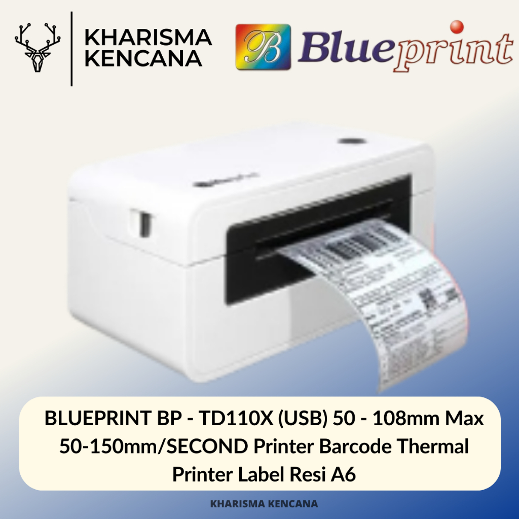 BLUEPRINT BP - TD110X (USB) 50 - 108mm Max 50-150mm/SECOND Printer Barcode Thermal Printer Label Res