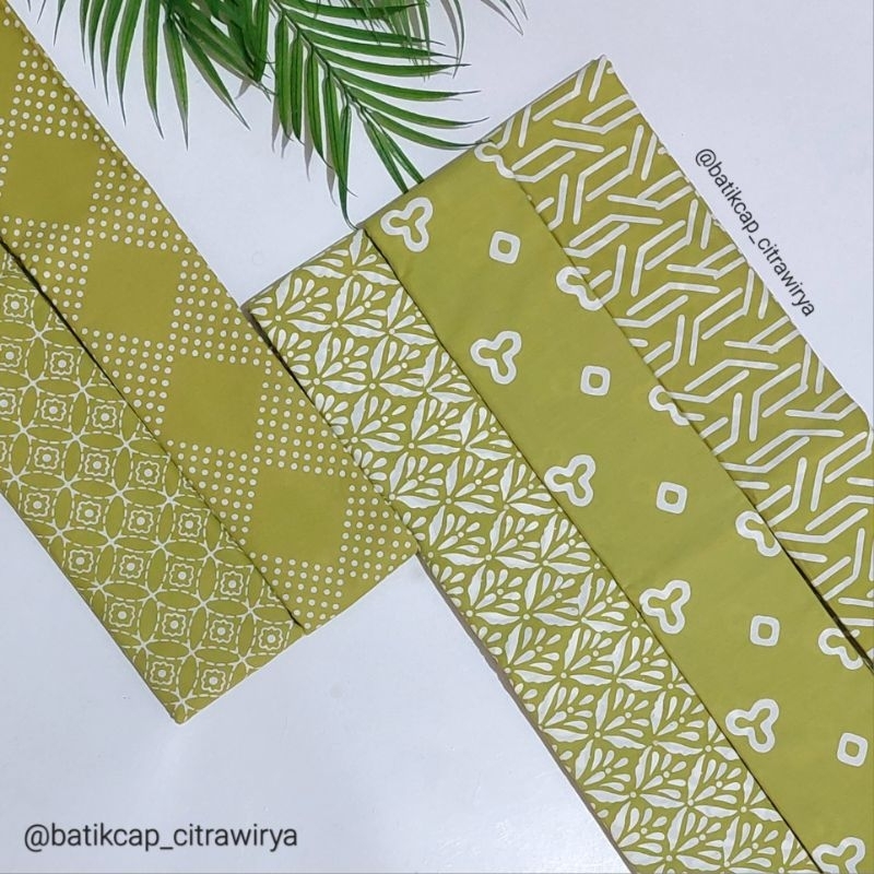 Kain batik cap garutan warna hijau lime.