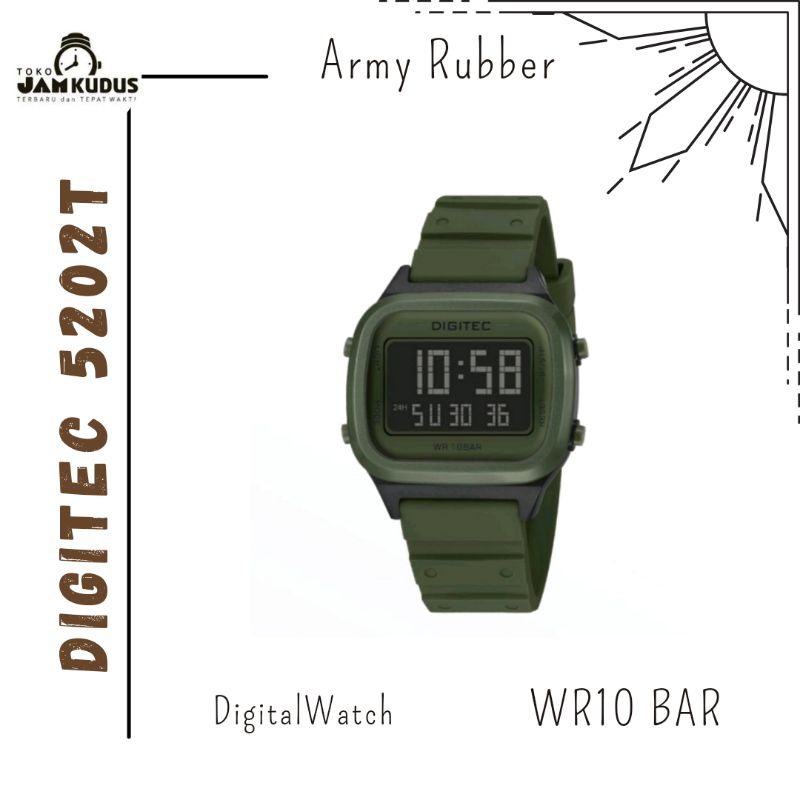 JAM PRIA DIGITEC TAHAN SELAM ORIGINAL SERI 5202T ARMY