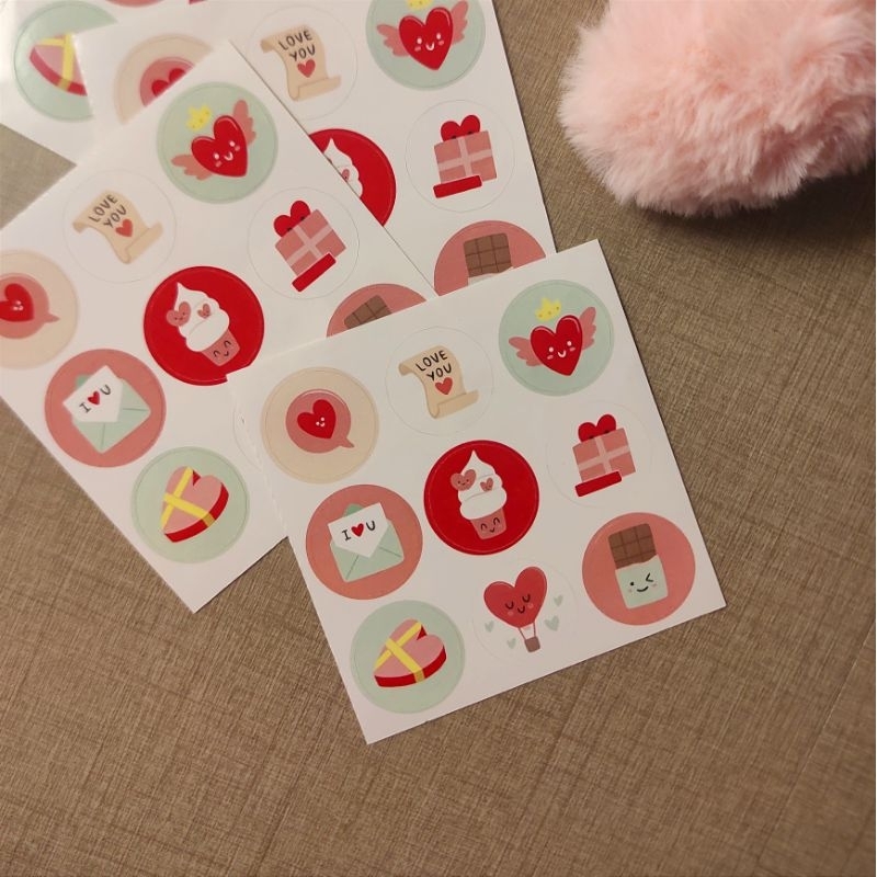 

Stiker Bulat Lucu Love Valentine Day VDay