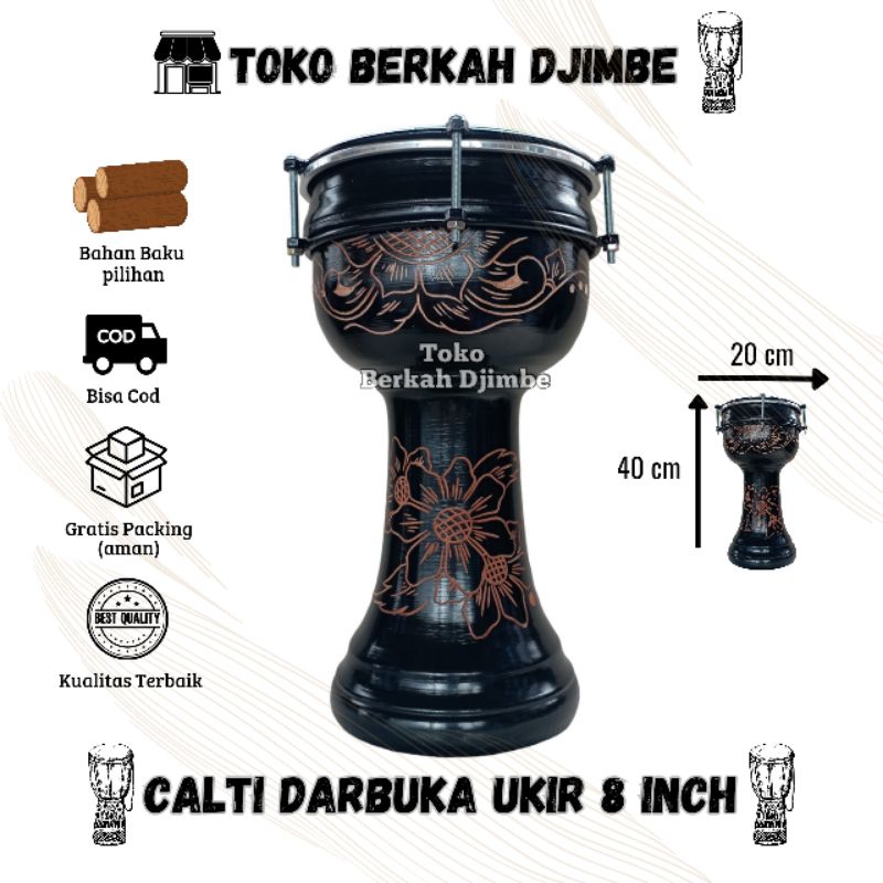 Calti Darbuka Termurah 8 inch Dumbuk Mika Kendang Anak Mainan Anak Kayu Alat Musik Tradisional Jimbe