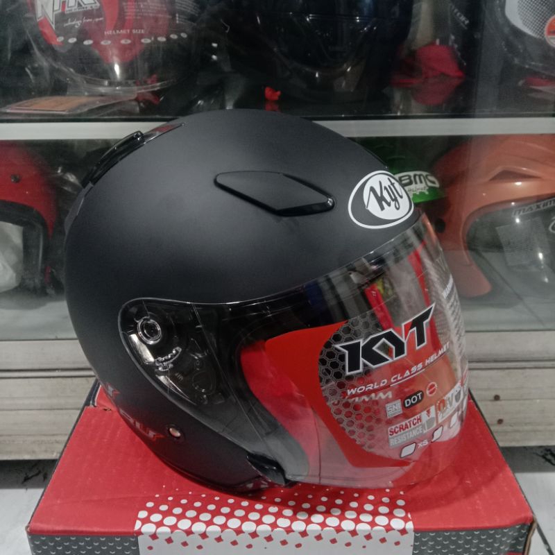HELM KYT DJ MARU SOLID - BLACK MATT ( HITAM DOFF ) || KYT DJ MARU ORIGINAL || HELM HALF FACE