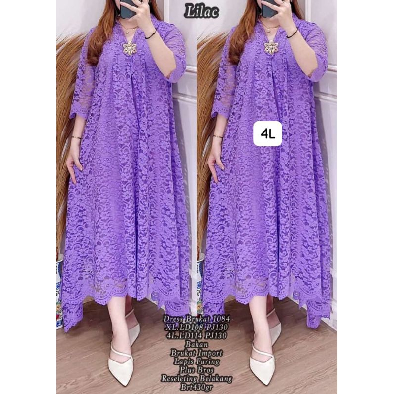 DRESS BRUKAT PESTA BAHAN SEMI PRANCIS