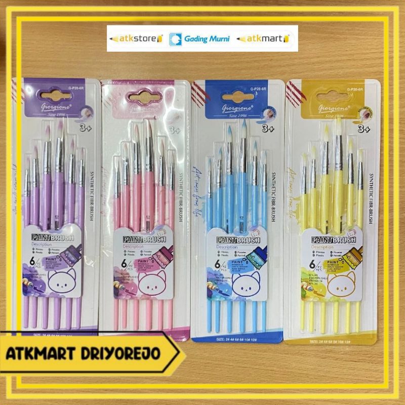 

GIORGIONE PAINT BRUSHES G-P20-6R - KUAS LUKIS SET ISI 6 PCS