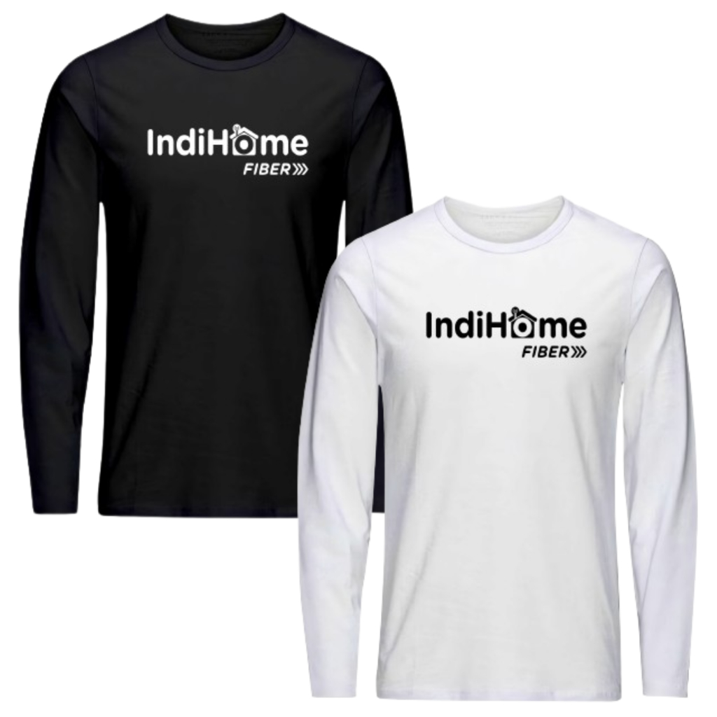 Kaos Indihome Fiber Telkomsel Indonesia Lengan Panjang Cotton Combed 30s