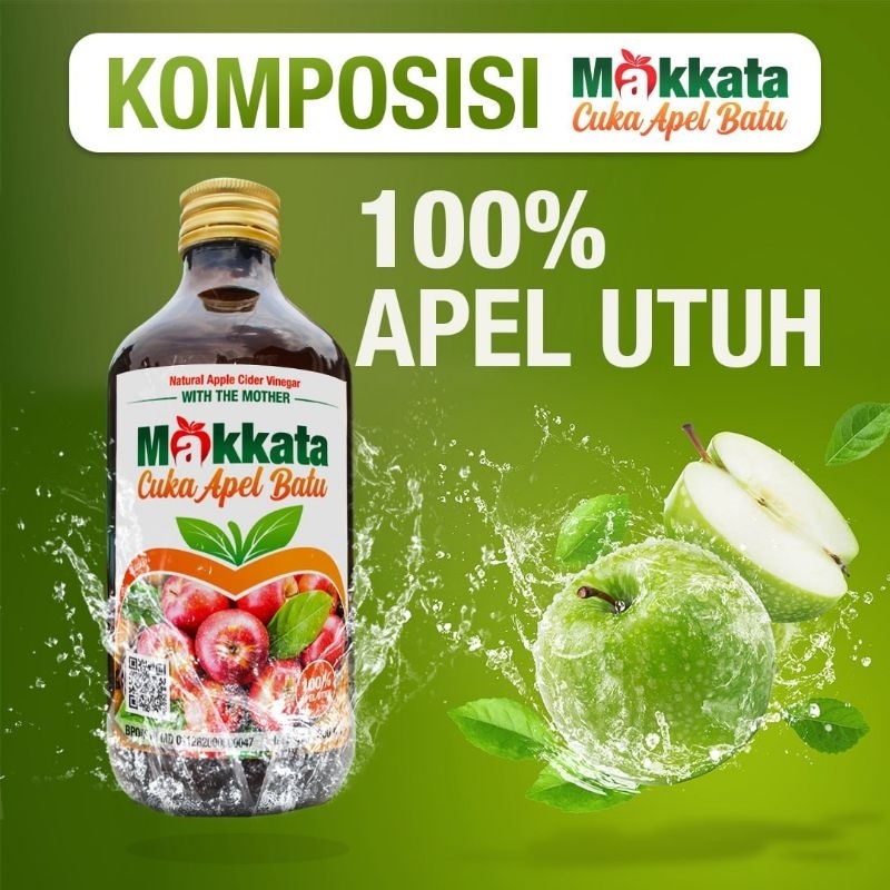 

Paket 2 botol Cuka Apel Makkata With The Mother 330ml - Natural Apple Cider Vinegar