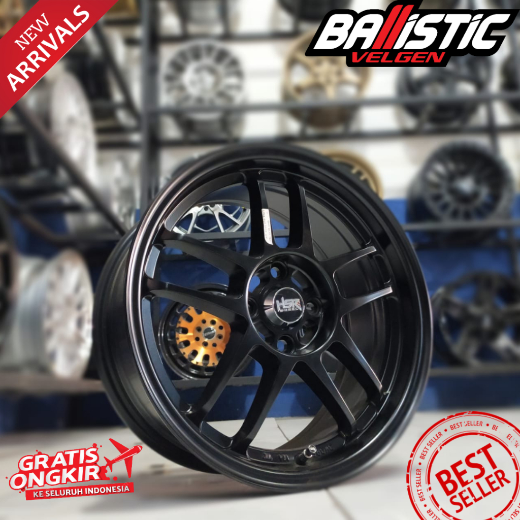 Velg Mobil Racing Mobilio City Starlet Model Enkei Ring 16 HSR SUZUKA Lebar 7 Baut 4x100 Black