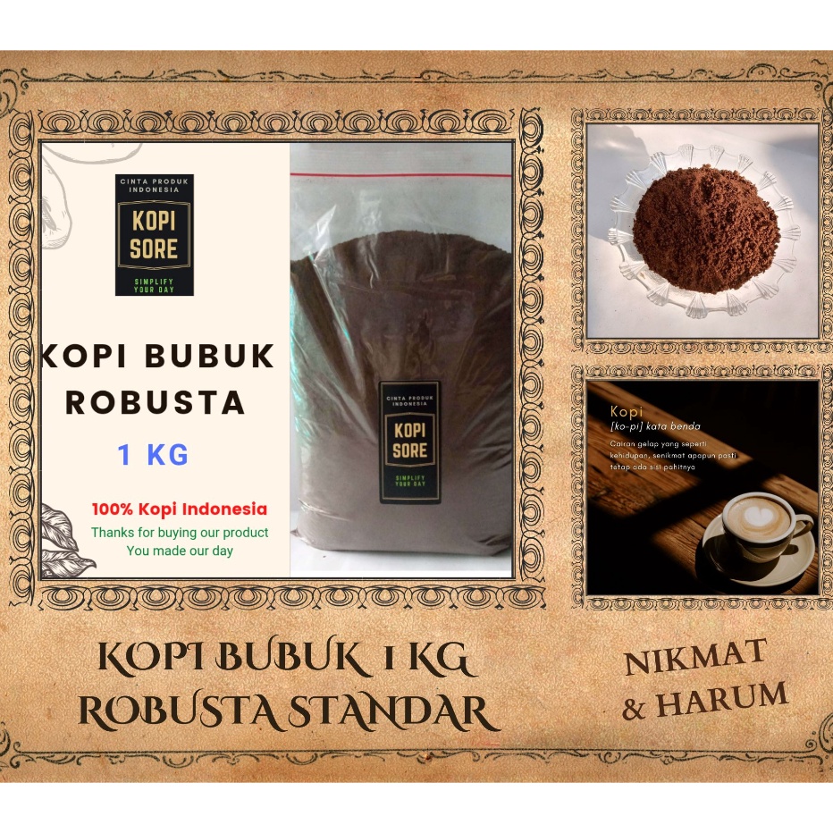 

READY STOK Kopi Bubuk Robusta 1 Kg Harga Terjangkau Harum Nikmat