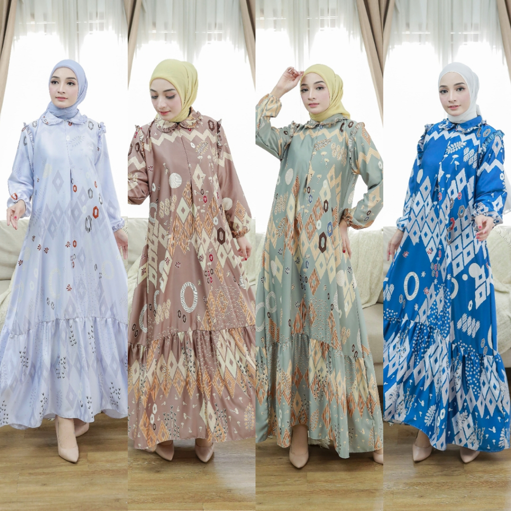 Sarimbit Baju Keluarga Silky Maxi Full Motif Pasangan Set Couple Premium Terbaru dan Trendy | Gamis 