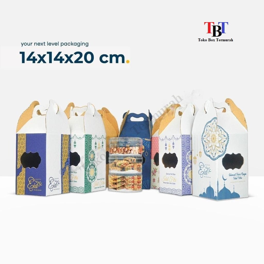 

Box 14X14X20 cm Jinjing (KUKER 500 GR isi 3 Toples ) Kardus/Kue Kering/hampers/idul fitri/Iedmubarak