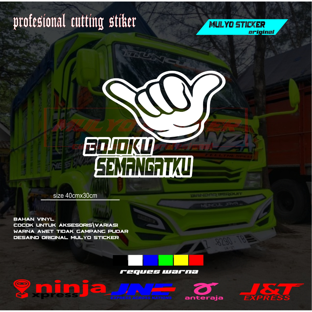 stiker kaca samping truck gambar tangan bojomu semangatku cutting sticker variasi terbaru