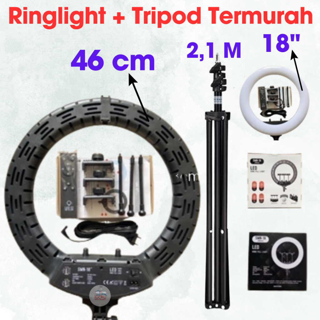 RINGLIGHT BESAR 18INCHI 46CM LED RING LIGHT LAMPU MAKE UP MUA BEST CAHAYA TERANG TERMURAH ORIGINAL