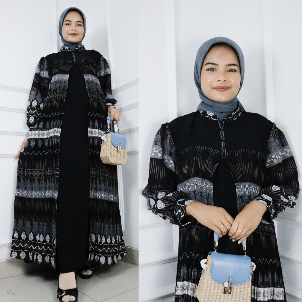 Gamis Kondangan Terbaru Anisah Maxy BO Bahan Plisket Crinkle Airflow Size M L XL XXL Dress Kondangan
