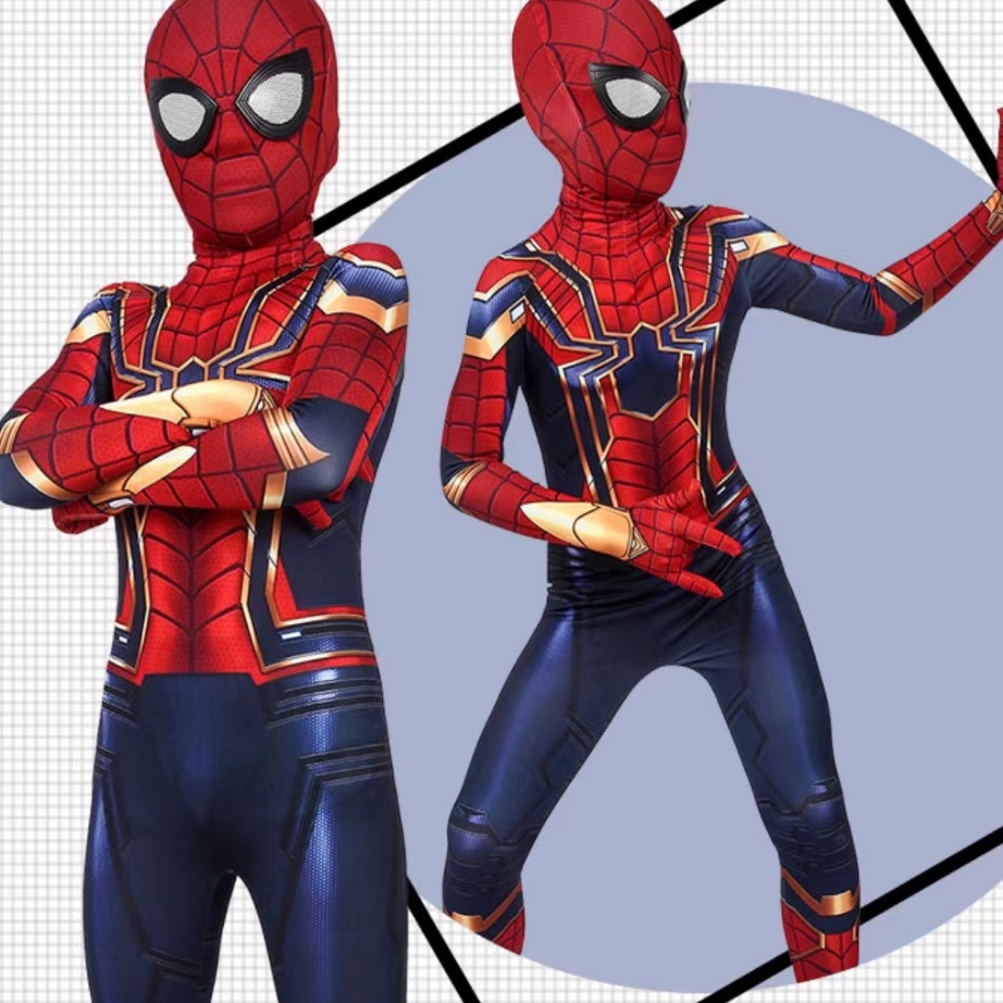 Terbaru KOSTUM SPIDERMAN ANAK MASQUERADE HALLOWEEN COSPLAY SPIDERMAN COSTUME Gift Mask