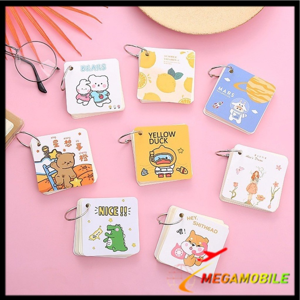 

MM - Notebook Ring Mini Isi 80 Lembar Buku Note Gantung Karakter Lucu Sticky Note Lucu Notepad Dengan Gantungan DIY Book 80Lembar Buku Catatan Memo Karakter