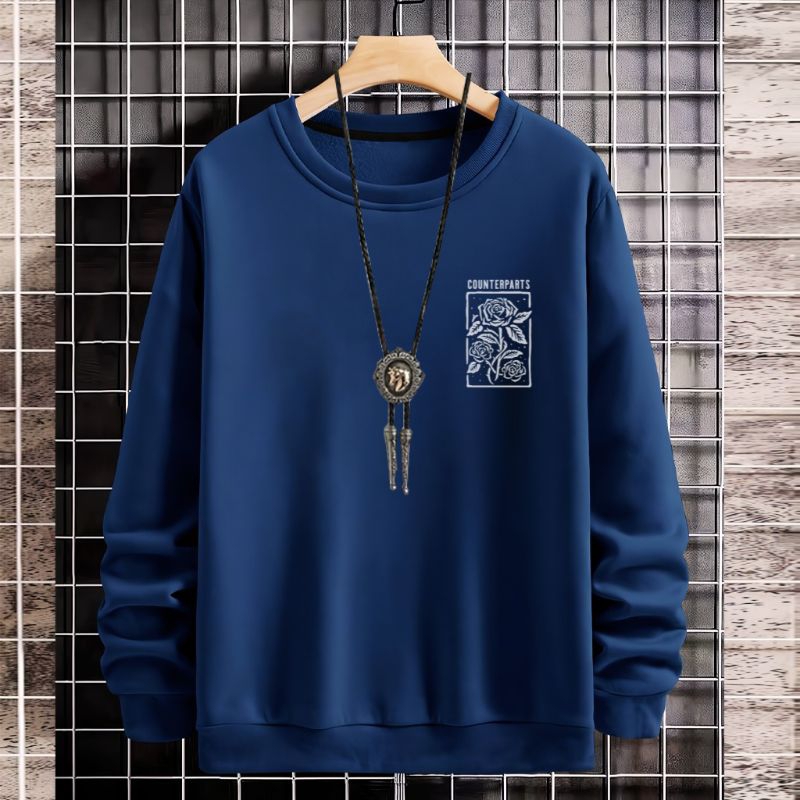 Sweater crewneck fleece keren kekinian sweater crewneck mawar dua baru