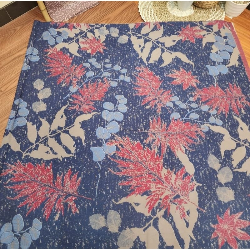TERMURAH KAIN BATIK LAWEYAN SOLO MOTIF DAUN ECOPRINT BIRU C218