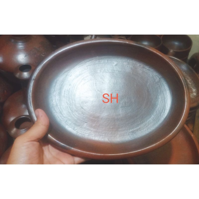 HOTPLATE Piring Oval gerabah/cobek oval/cobek gerabah