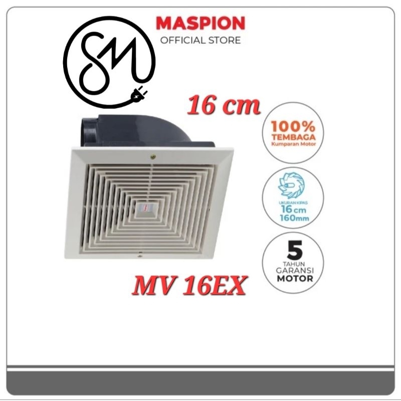 Exhaust fan Plafon Maspion MV-16EX 6 inch MV16EX Hexos corong ducting