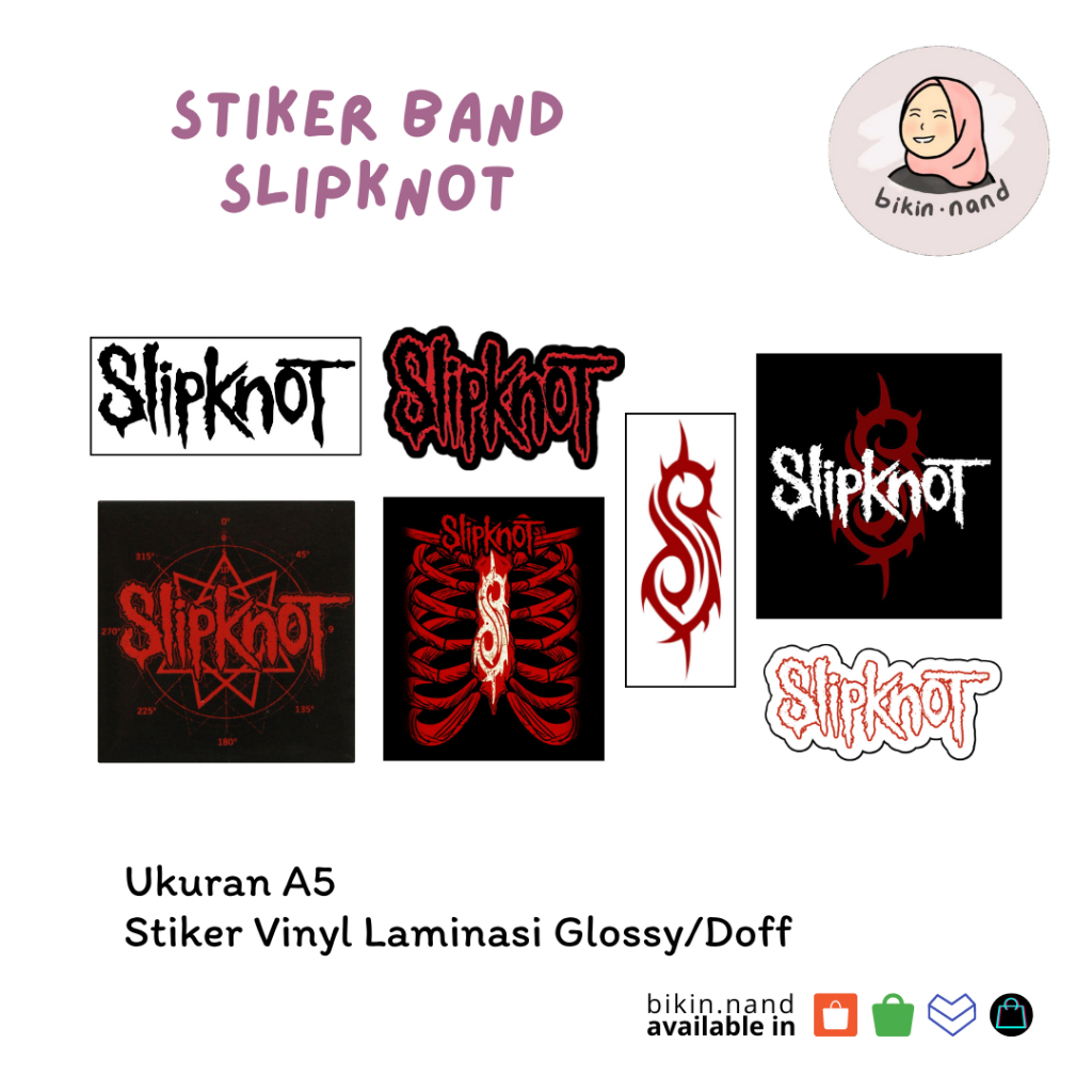 

STICKER PACK BAND Slipknot (HIGH QUALITY) MURAH 7 pcs